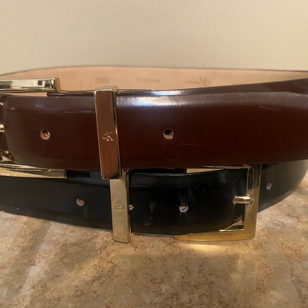 BLACK AND BROWN CALVIN KLEIN BELTS